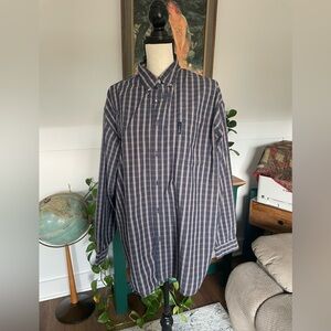 Men’s Blue Columbia Blue Checkered Plaid Button Down 2X